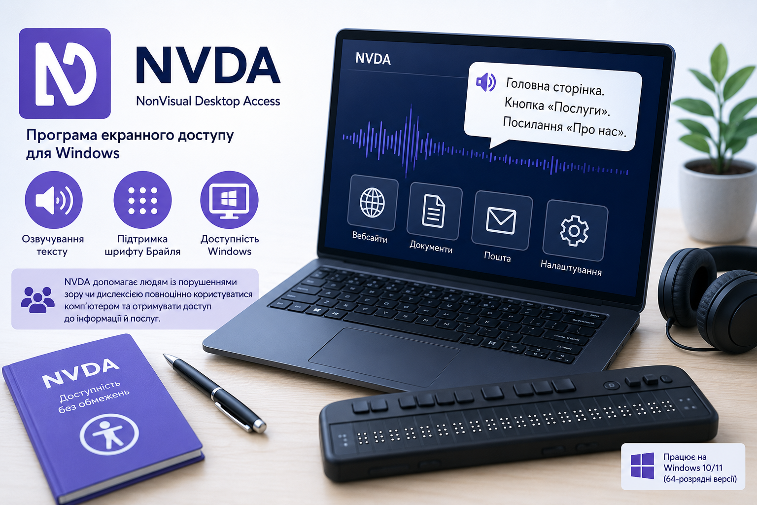 Інструкція користувача програми екранного доступу NVDA